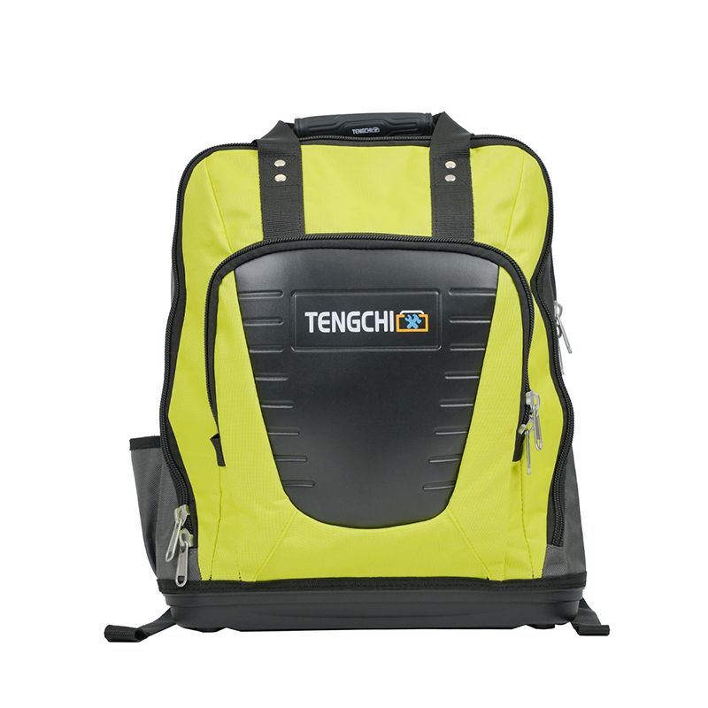 Mochila de ferramentas com fundo de plástico multifuncional reforçado de 14 polegadas