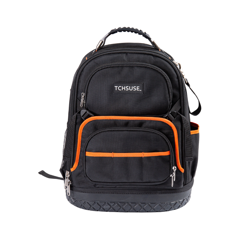 Mochila de ferramentas de nível industrial com fundo de plástico 600D de 14 polegadas